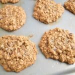 Almond butter oatmeal cookies topped with sea salt