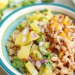 Cajun black eyed peas topped with pineapple salsa