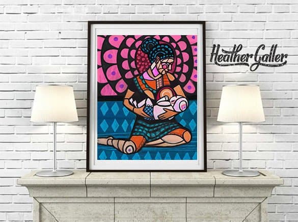 Artistic print of a nursing mom as a gift for breastfeeding mom