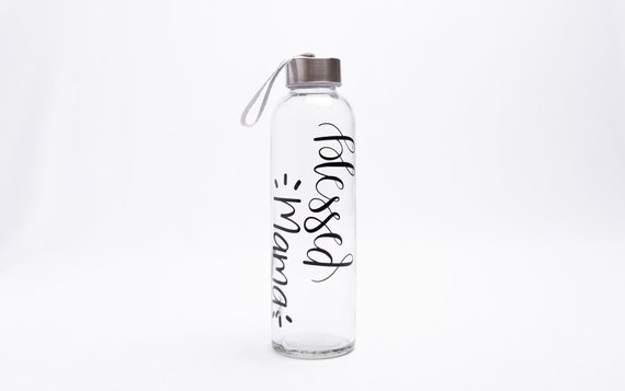 Water bottle that says blessed mama