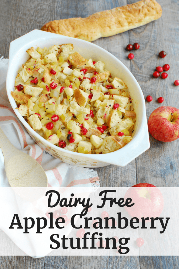 Dairy free stuffing with cranberries and apples