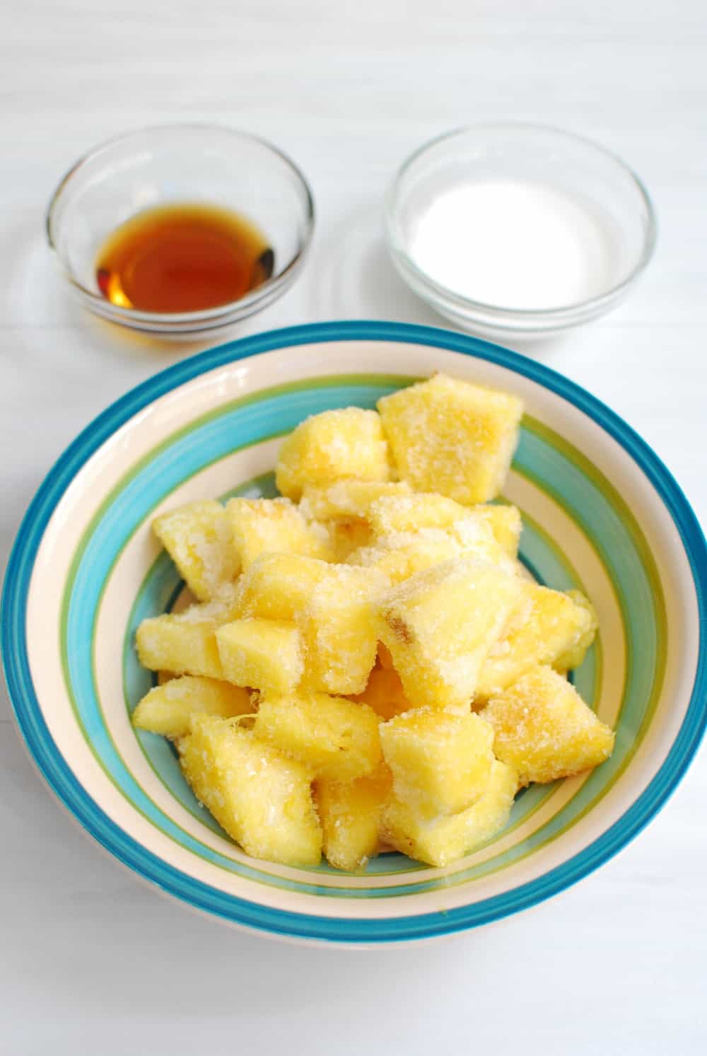 All the ingredients needed to make homemade pineapple ice cream