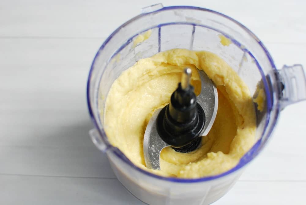 Vegan pineapple ice cream in the food processor