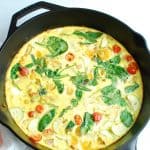 A dairy free frittata made in a cast iron skillet