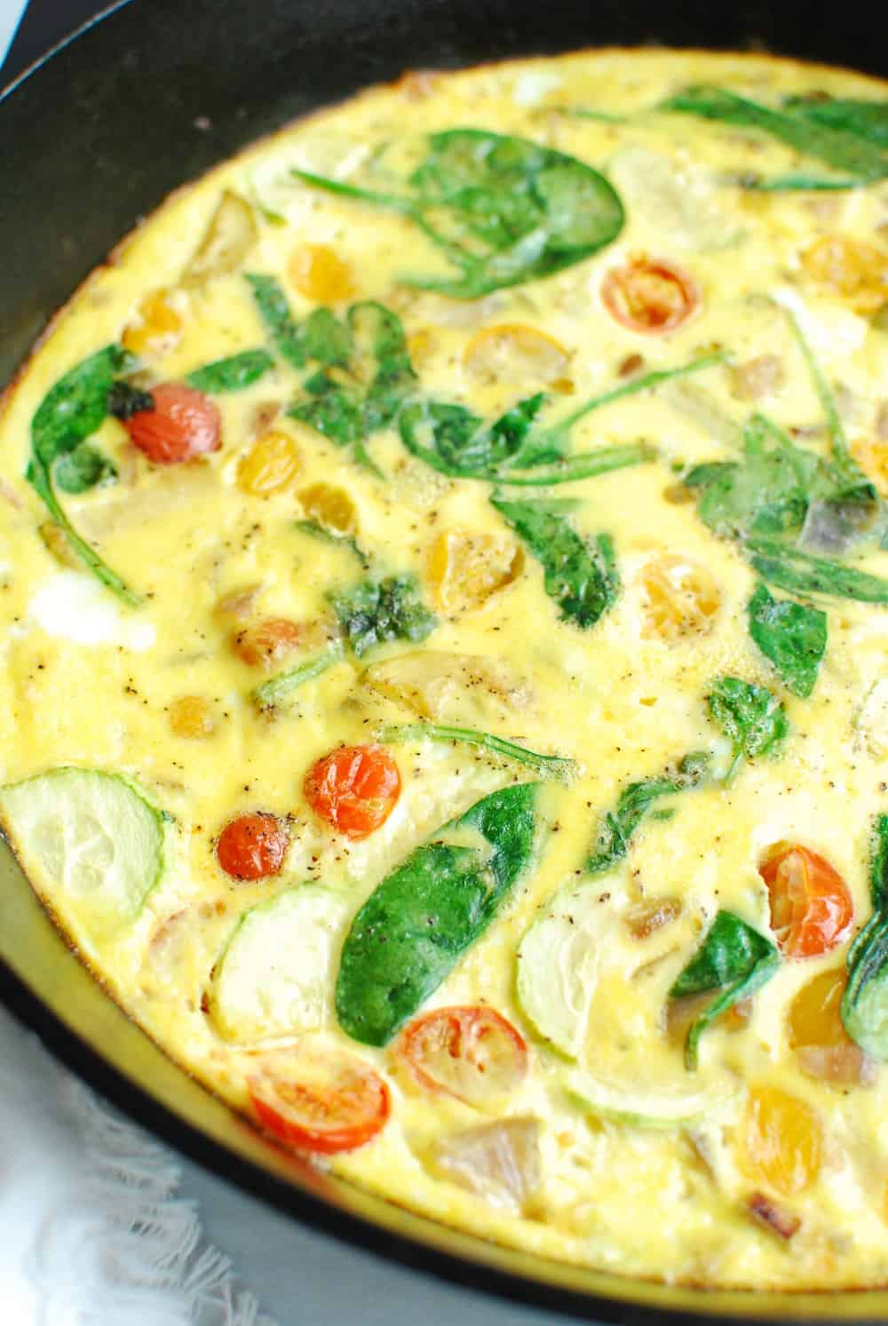 A dairy free frittata made in a cast iron skillet