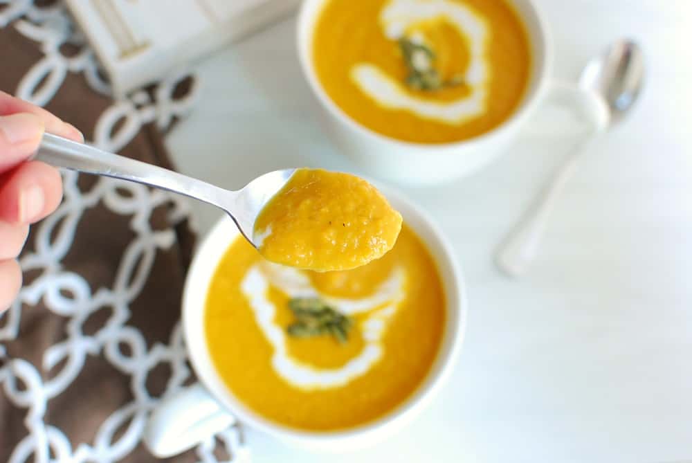 A spoonful of pumpkin soup