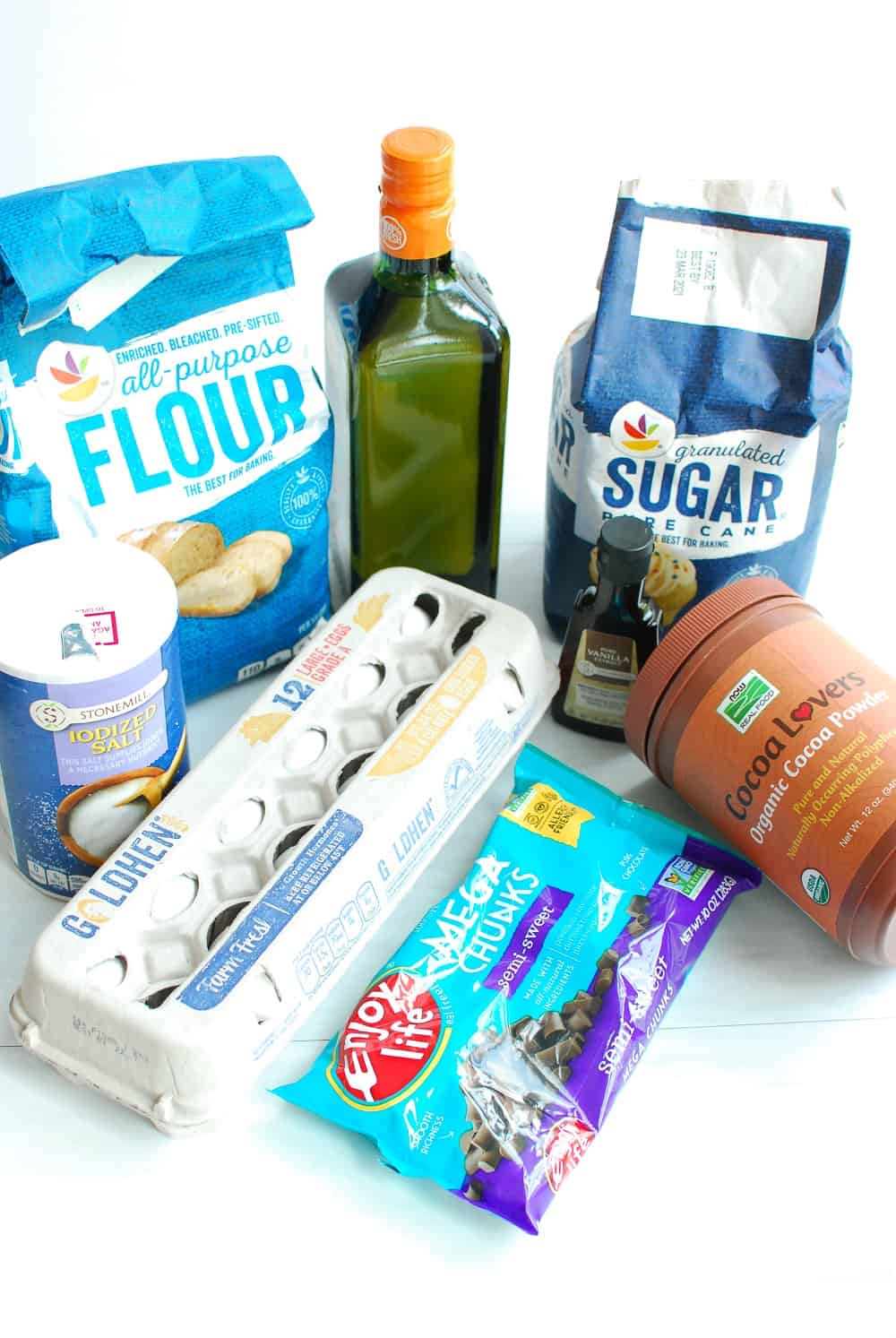 All the ingredients needed to make dairy free brownies