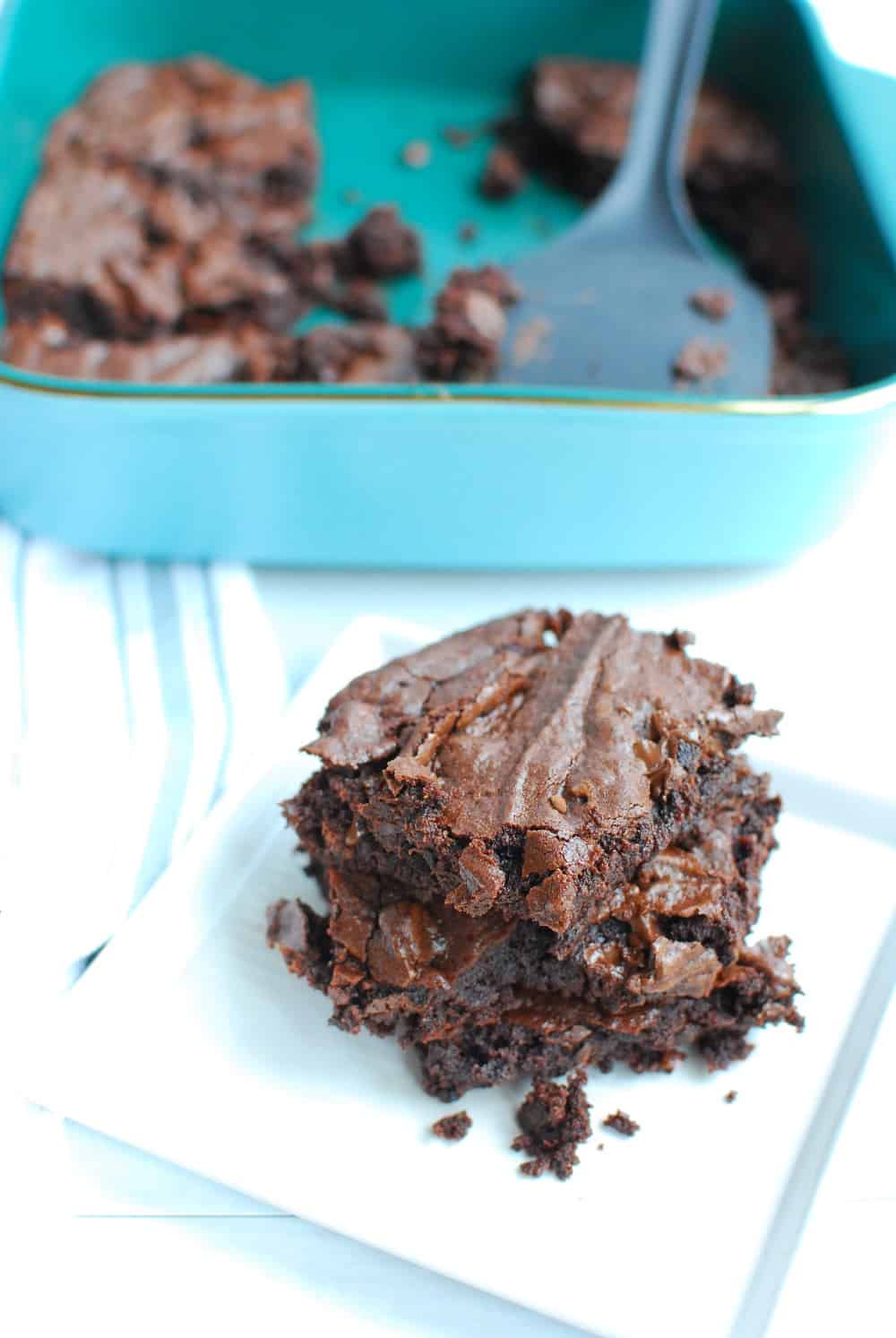 Fudgy non dairy brownies on a plate