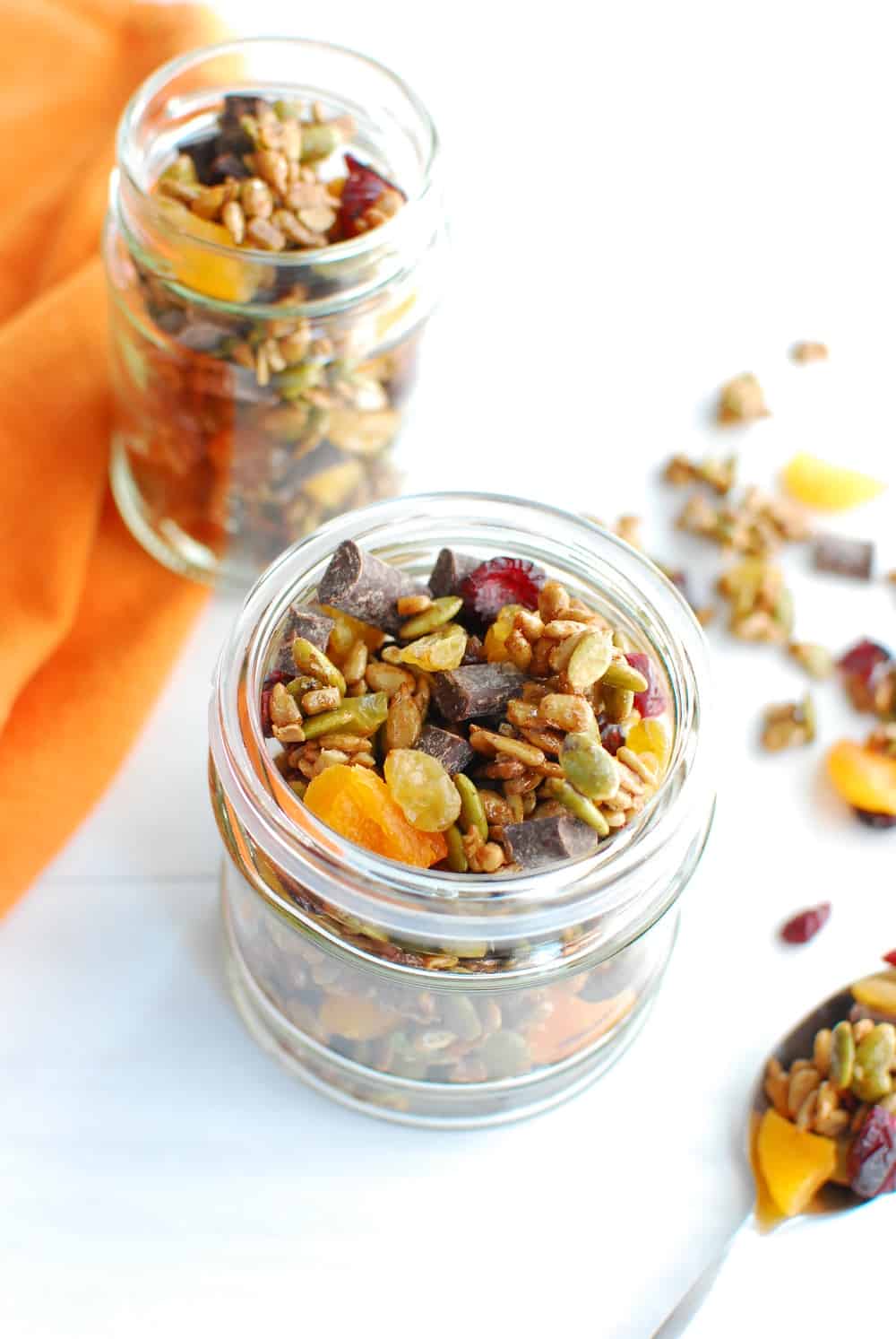 A jar of nut free trail mix