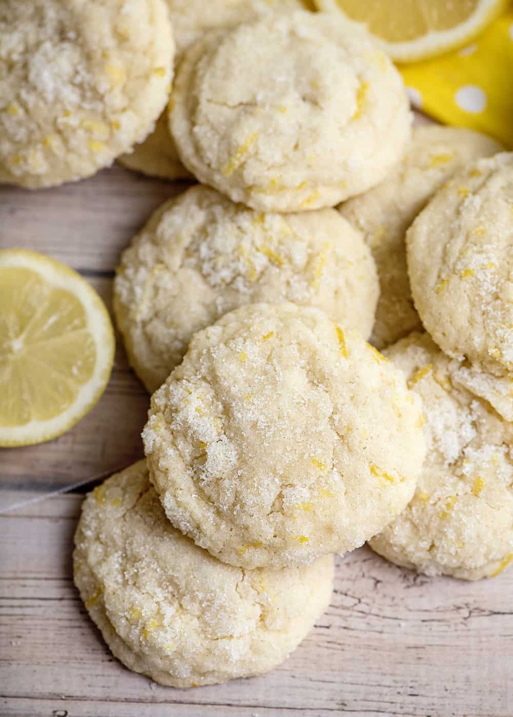 dairy free lemon cookies on a wooden table