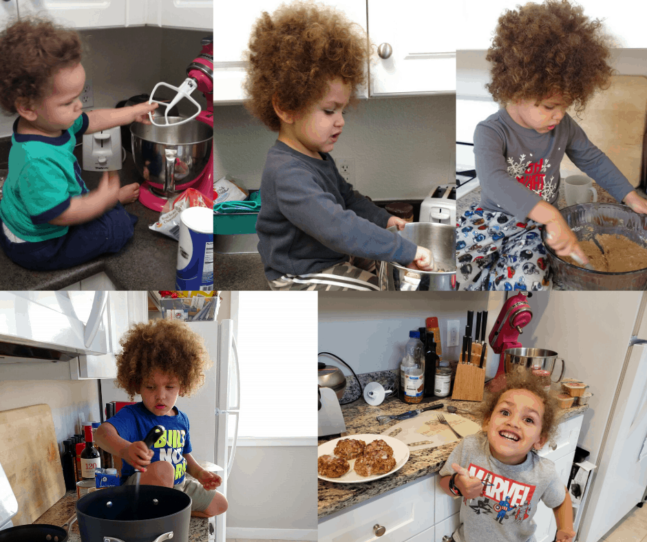 child cooking in the kitchen