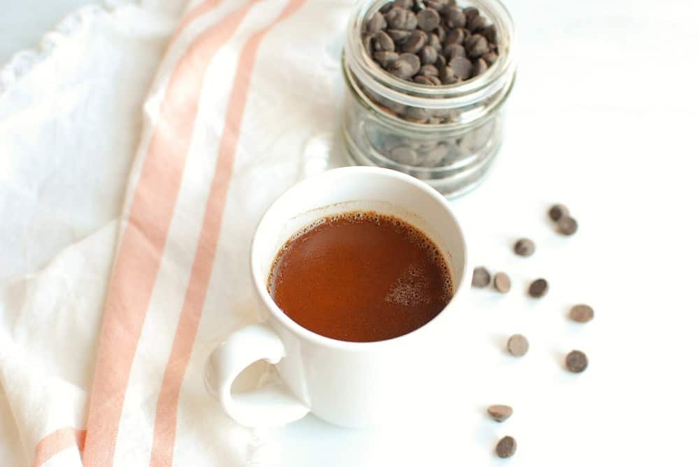 a mug of rich creamy dairy free hot chocolate