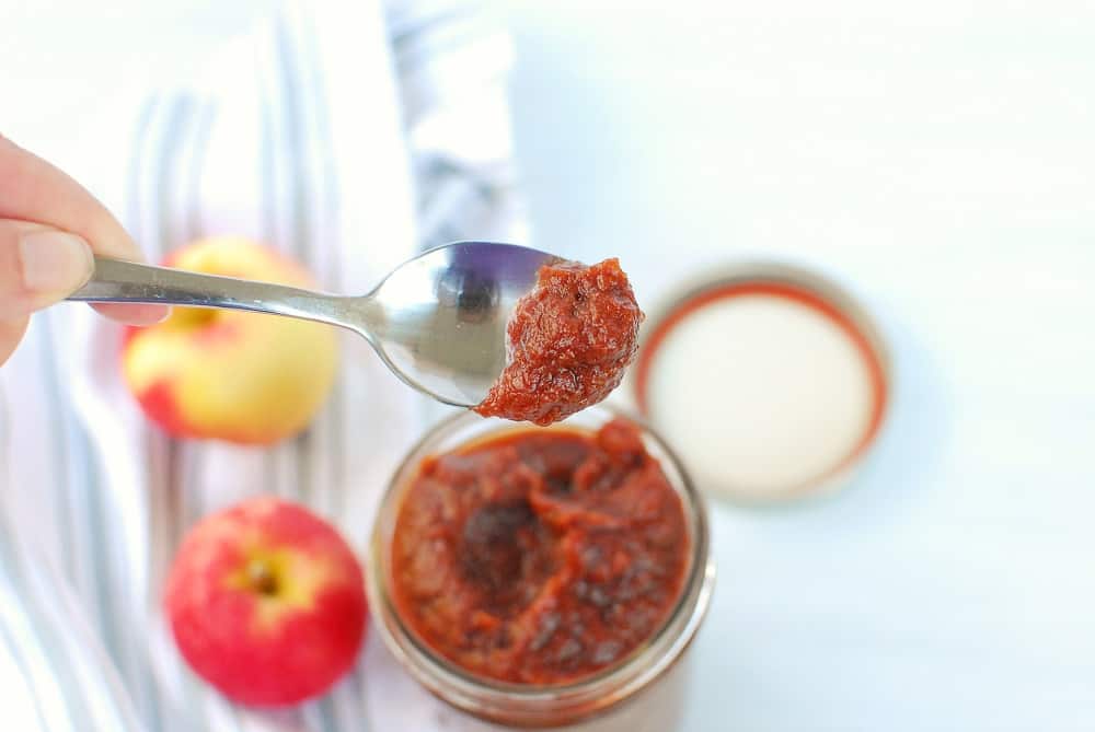 a spoonful of vegan apple butter