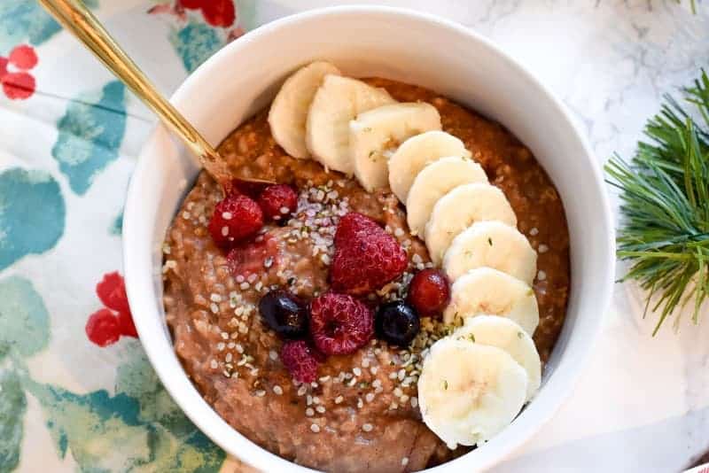 a bowl of crockpot gingerbread oatmeal