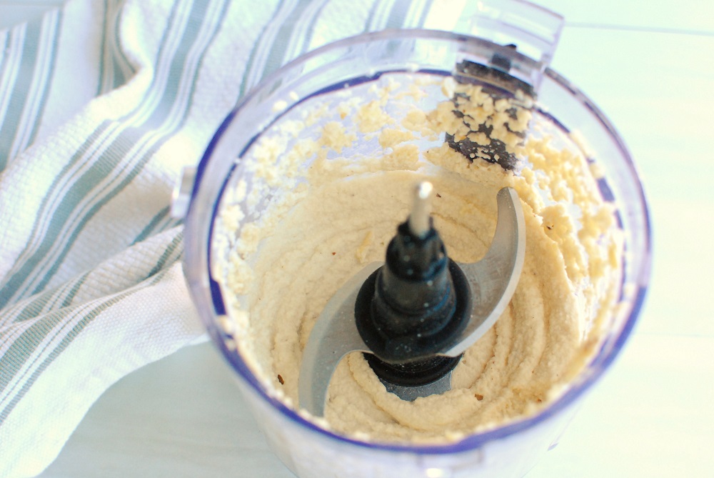 homemade cashew sour cream in a small food processor