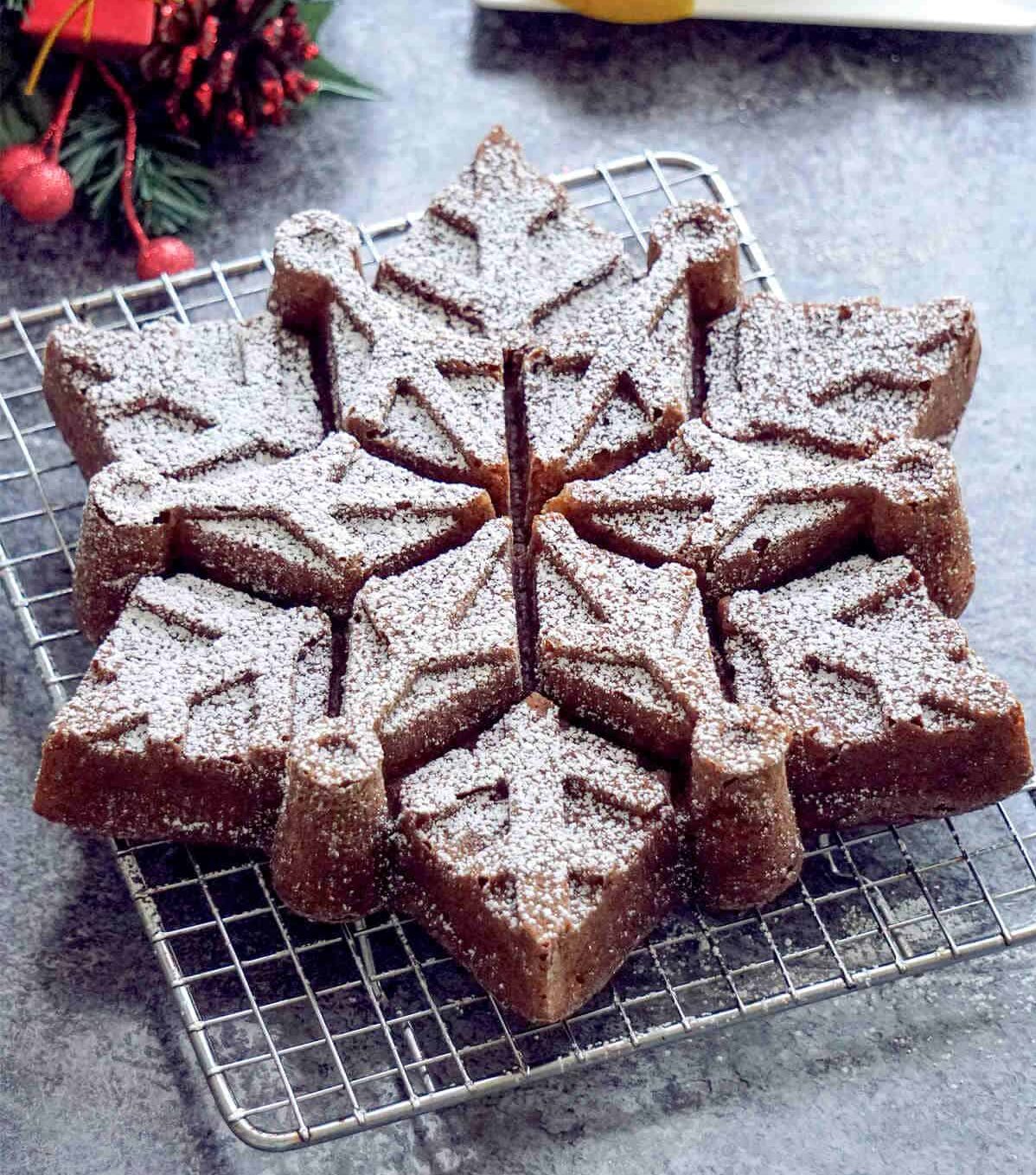 a holiday snowflake cake