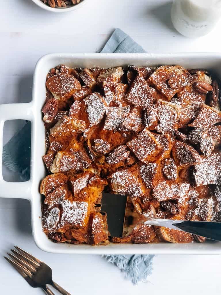 vegan pumpkin french toast casserole