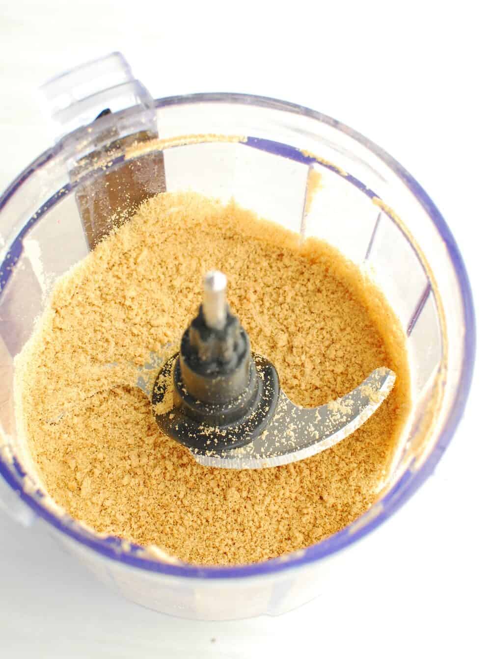 graham cracker crumbs in a food processor