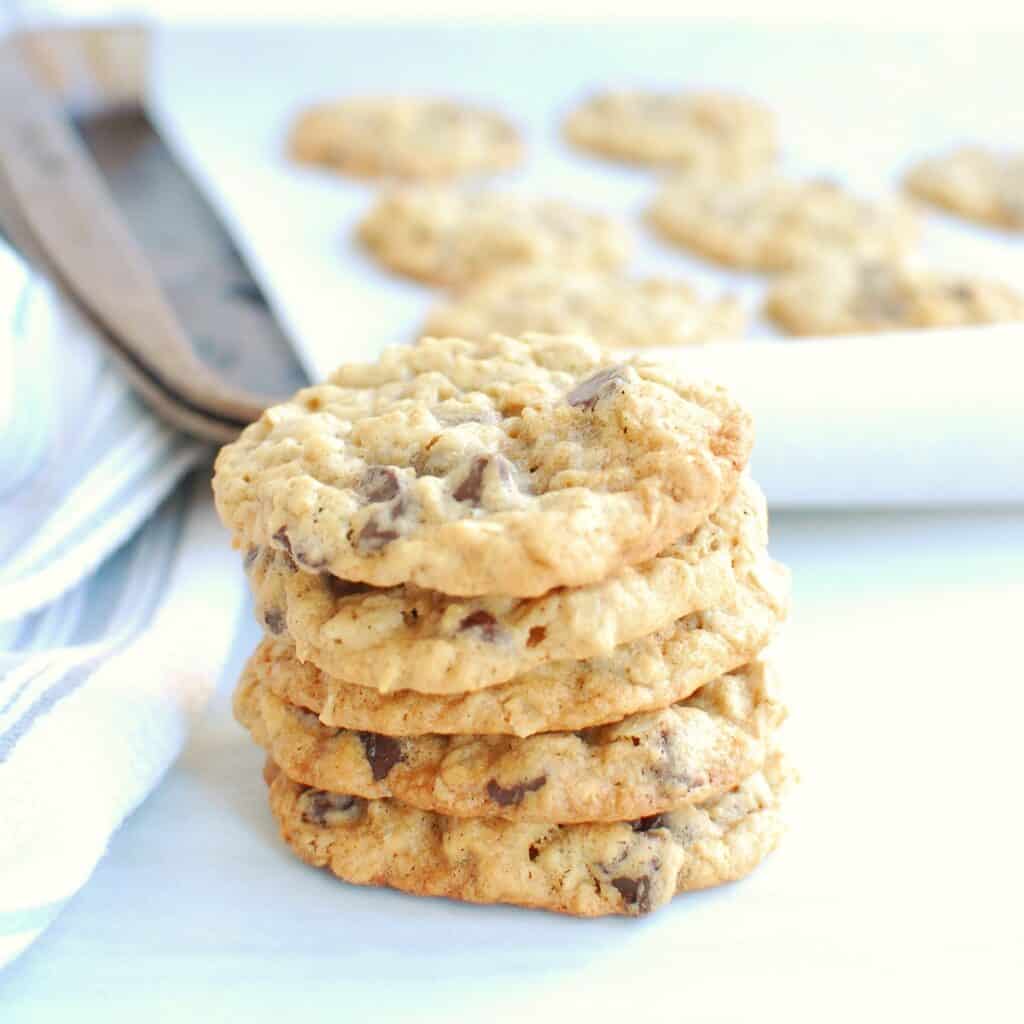 Dairy Free Oatmeal Cookies with Chocolate Chips and Walnuts