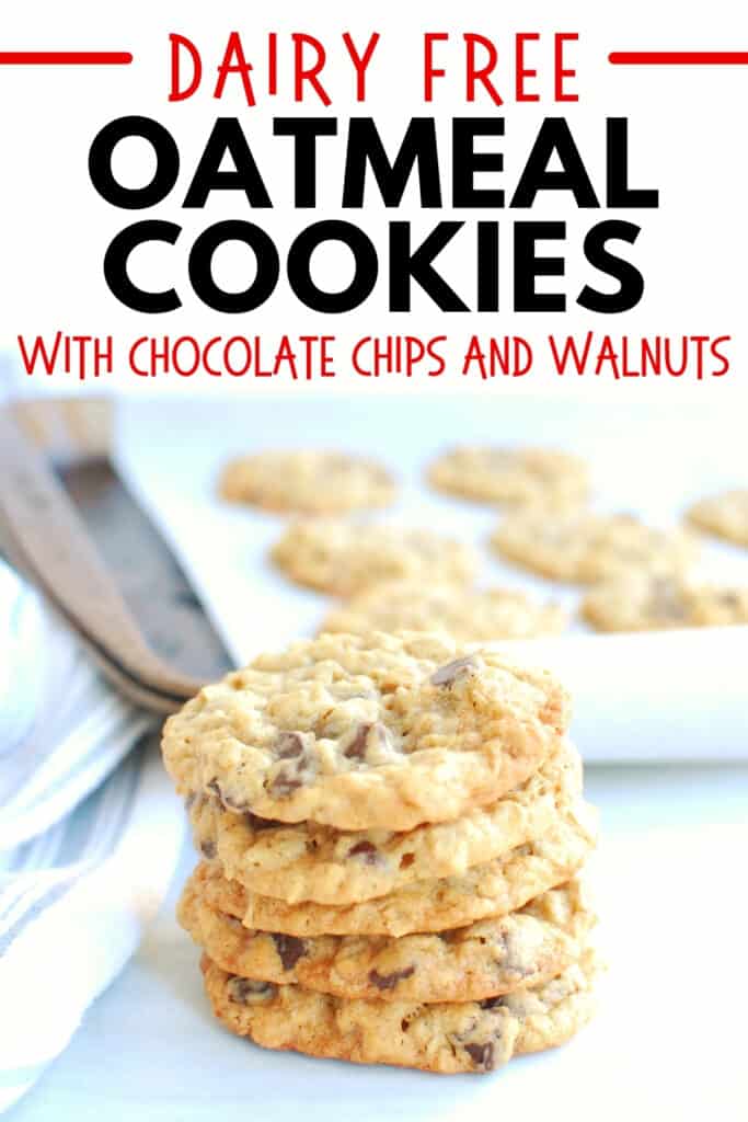 Dairy Free Oatmeal Cookies with Chocolate Chips and Walnuts