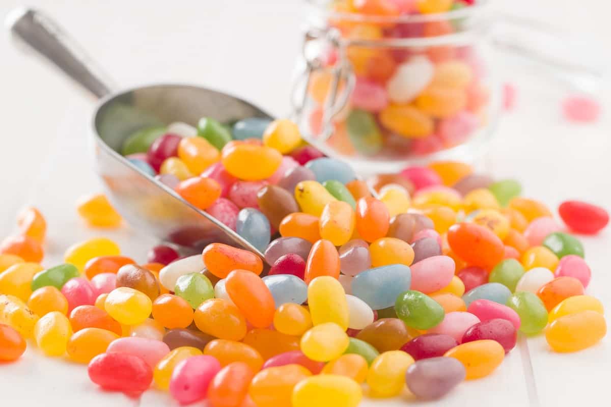 a scoop of jelly beans