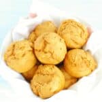 A bowl of 3 ingredient pumpkin muffins.