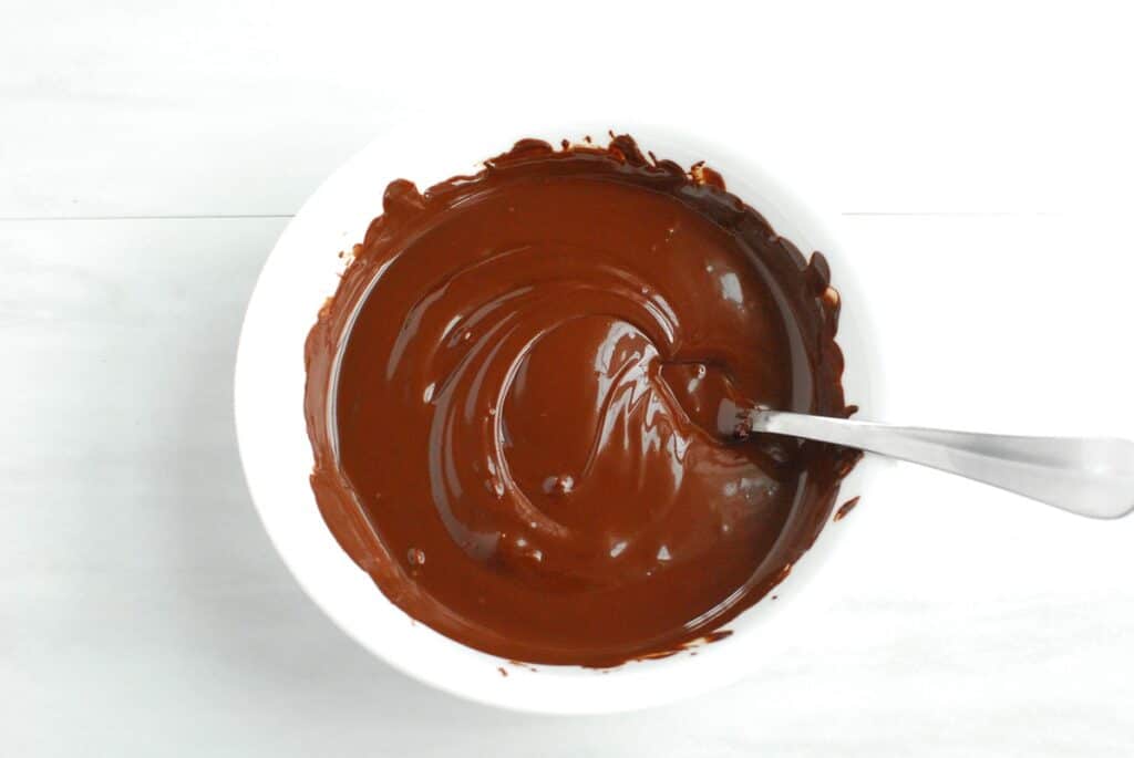 Melted chocolate in a bowl.