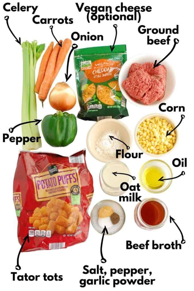 All of the ingredients necessary for the recipe on a white backdrop.