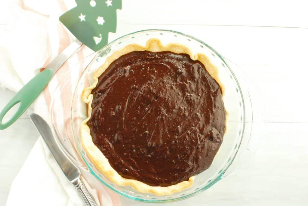 Chocolate pie after being chilled.