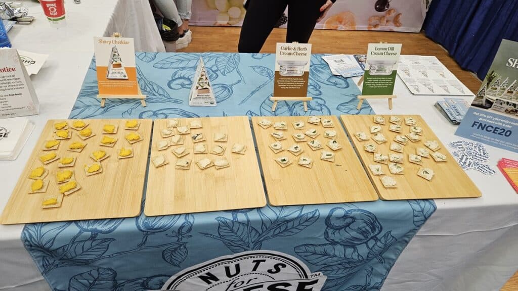 Samples of crackers with Nuts for Cheese spread.