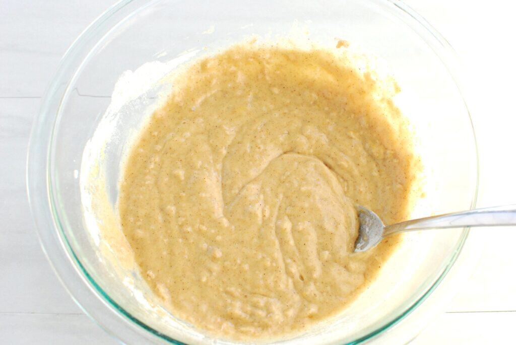 Donut batter in a mixing bowl.
