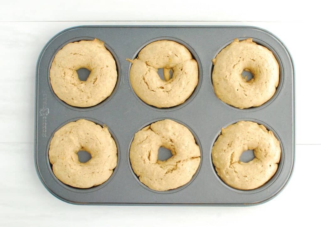 Just baked donuts in a donut pan.