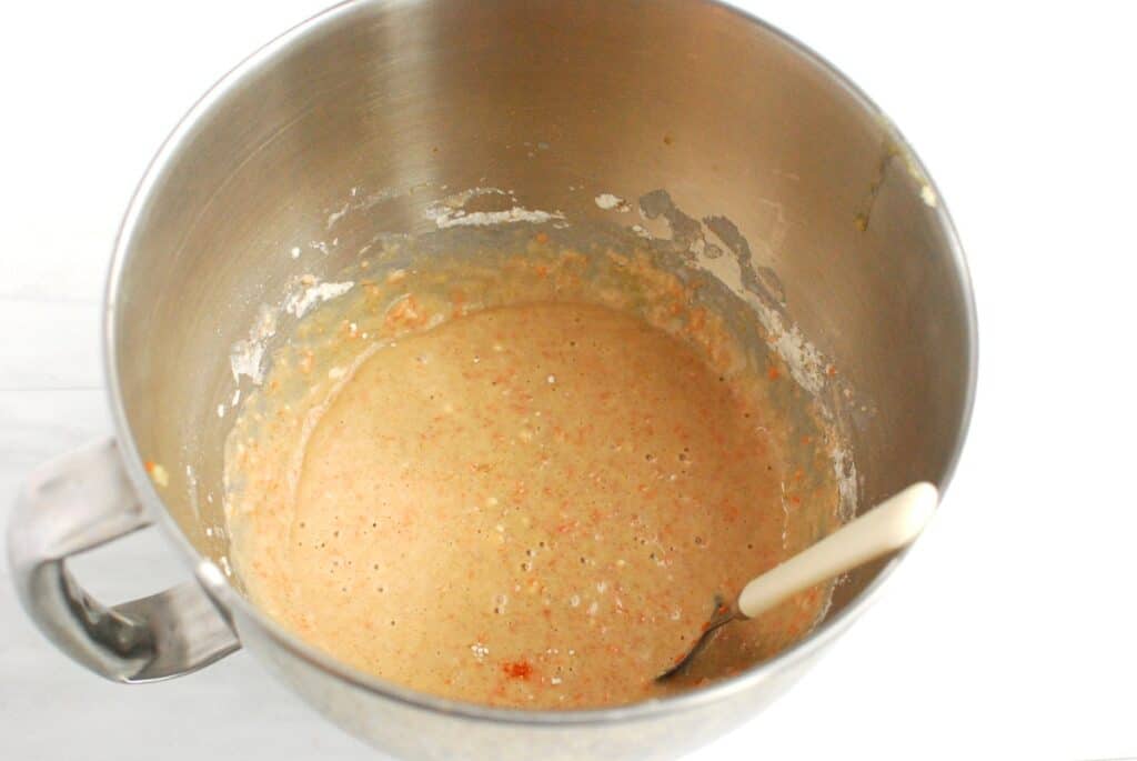 Donut batter in a mixing bowl.
