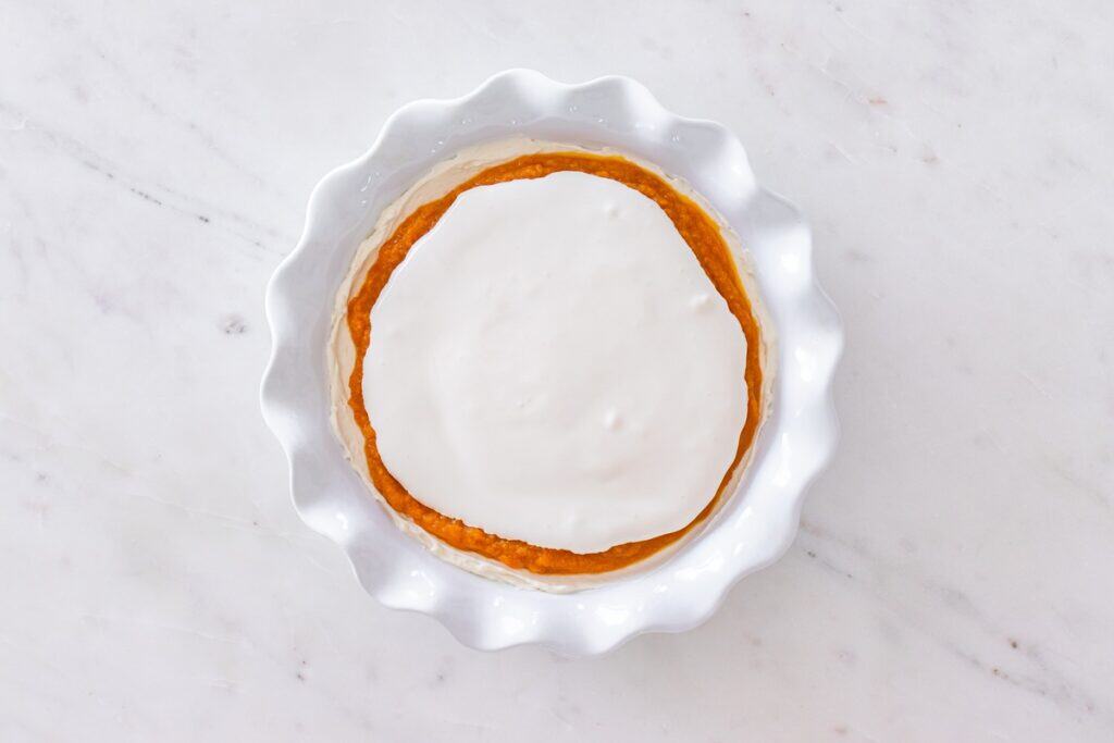 The rest of the dairy-free whipped topping added as the top layer of the dip.