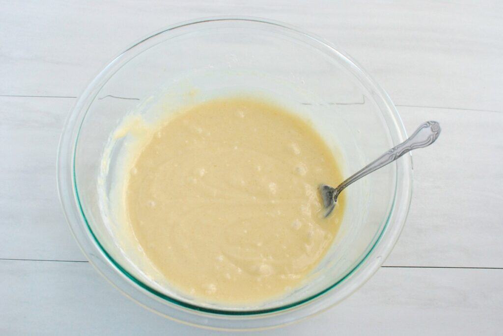Donut batter in a mixing bowl.