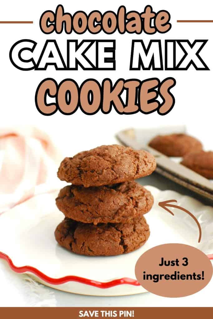 Three cake mix cookies with a text overlay with the name of the recipe.